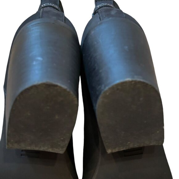 TOMS Everly Black Nubuck Chelsea Heeled Booties 10016837 9 Excellent Condition - Picture 8 of 9